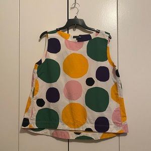 Uniqlo White Multicolor Polka Dot Tank